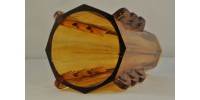 Sowerby octagonal amber glass art deco vase 2597